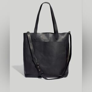 Madewell The Medium Transport Tote Bag Purse Black Leather Shoulder Strap